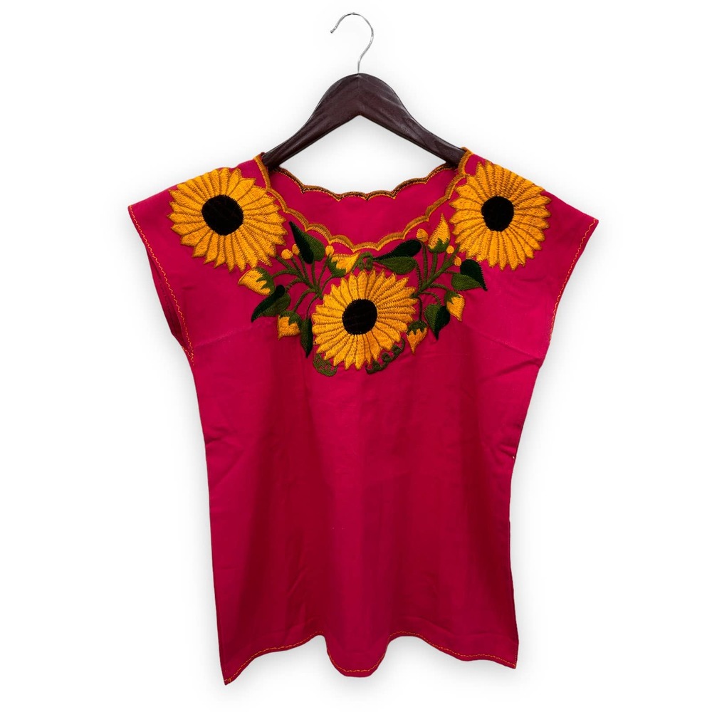 Sunflower Embroidered Mexican Blouse M?